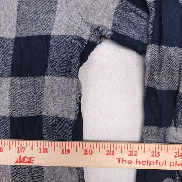 Croft & Barrow Buffalo Check Flannel Casual Button Up Shirt Mens Size M Blue - Picture 8 of 10